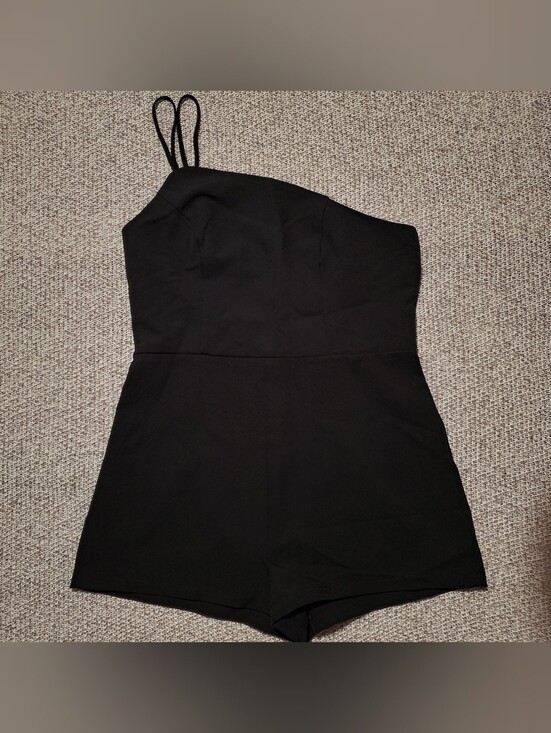 Cider Pants - Cider Black One-Shoulder ' Romper with Double Straps